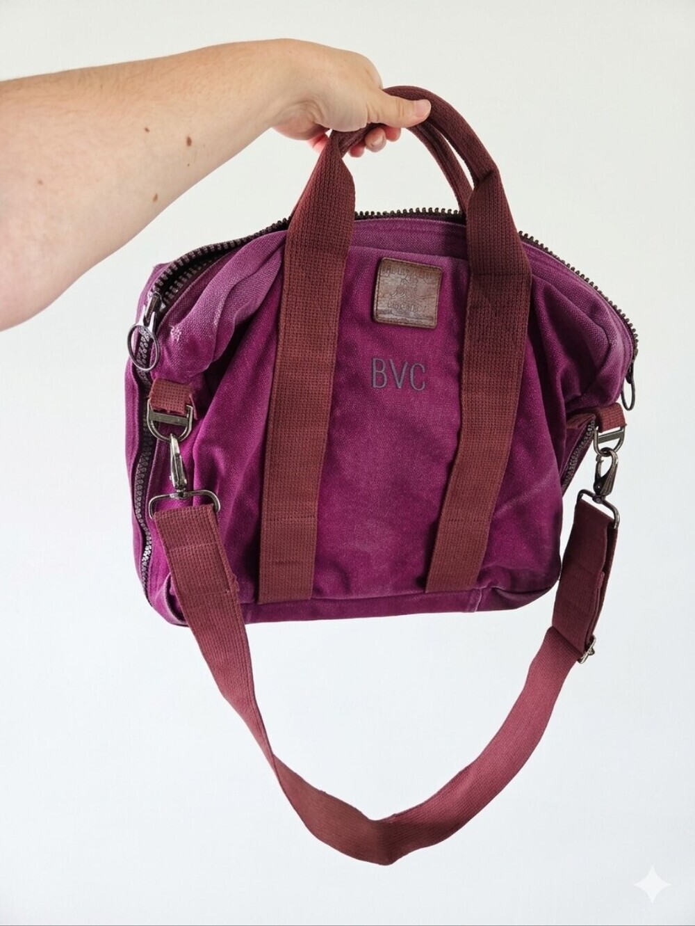 Vintage Lands End Square Rigger Canvas Bag Crossbody Messenger Faded Plum BVC